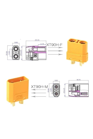 ROBİZ XT90 Konnektör Dişi Erkek Soket Çifti LiPo Pil Batarya Bağlantı - Resim 8