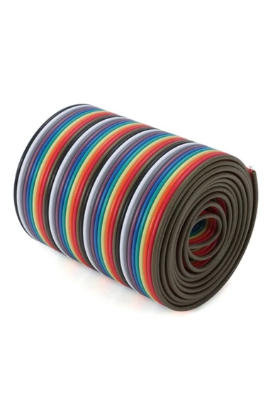 ROBİZ 40 Pin Rainbow Ribbon Idc Kablo 1 Metre 10 Renk Dupont Kablo Flat - Resim 8