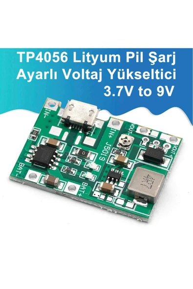 ROBİZ Tp4056 18650 Lityum Pil Şarj Micro Usb Ayarlı Voltaj Yükseltici 3-7v To 27v Boost Step Up Lion Akü - Resim 2