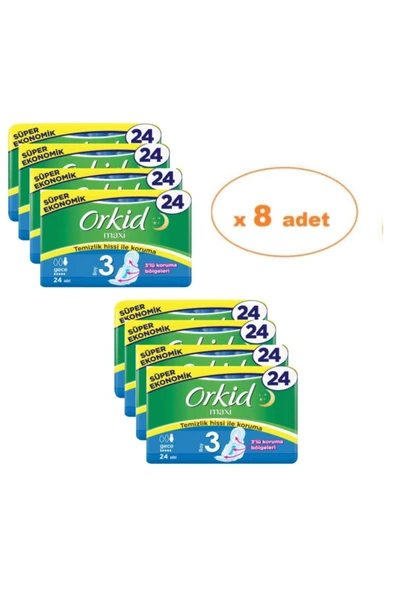 Orkid  Maxi 4'lü Gece 24 Adet X 8 Adet