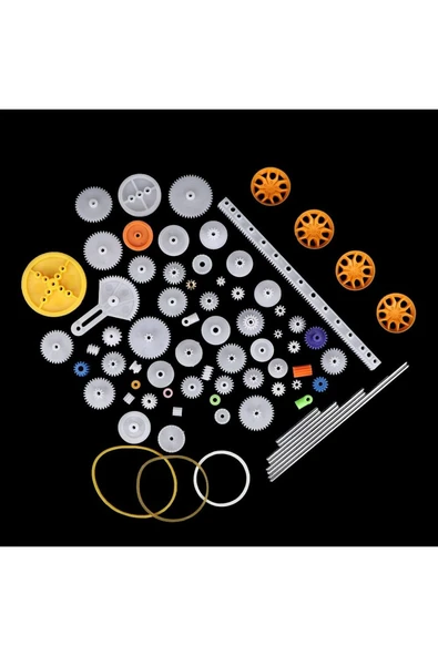 ROBİZ 78 Parça Plastik Dişli Seti Tekerlek Çark Mil Lastik Kremayer Rc Oyuncak Robot Araba Motor Aksesuar - Resim 4