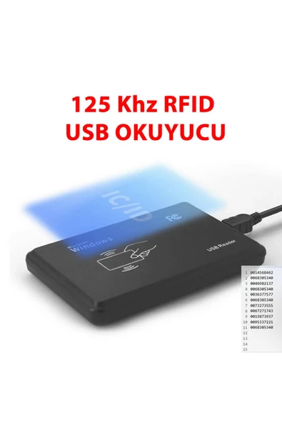 ROBİZ Em4100 Usb Rfid Okuyucu 125 Khz Usb Rfıd Manyetik Kart Okuyucu Personel Takip Kapı Giriş Kontrol