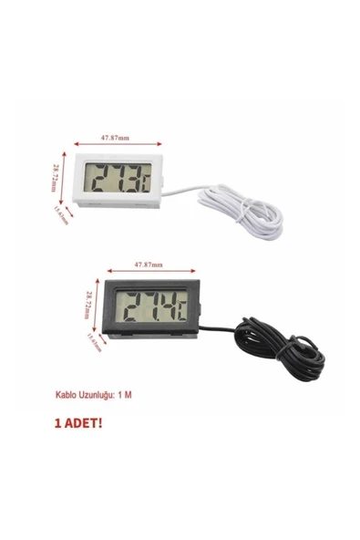 ROBİZ Sıcaklık Isı Termometresi Mini Dijital Isı Ölçer Ntc Sensör -50c 110c Buzdolabı Akvaryum Oda Depo