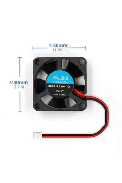 ROBİZ Dc 5v Fan 30x30mm 3x3cm 0,2a 1800 Rpm Raspberry Pı 3 Pı 2 Ras 3 B ürün görseli