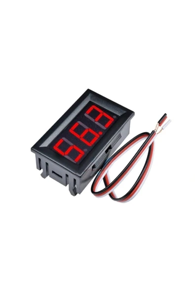 ROBİZ 0.56 Dc 0/100v Dijital Voltmetre Kırmızı 3 Telli 0.56 Inch Panel Tip Kutu - Resim 4