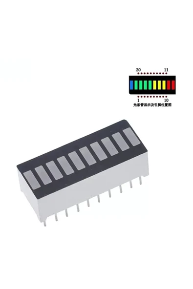 ROBİZ 4 Renk Bar Led 10 Segment Akü Batarya Kapasite Doluluk Göstergesi - Resim 6