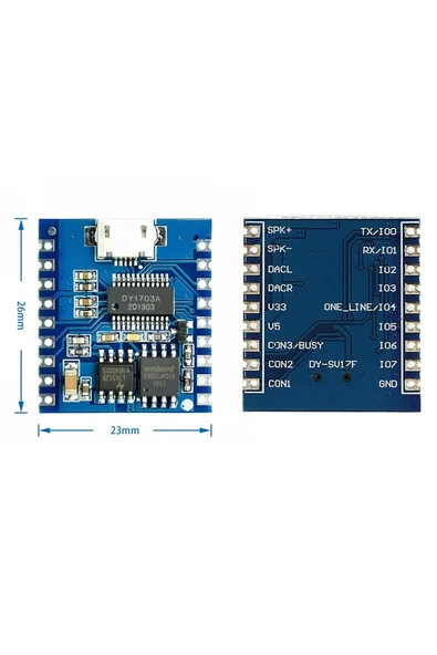 ROBİZ Dy-sv17f Mp3 Wav Ses Çalma Modülü 4mbyte Hafıza Class D Amfi 5w 4-8ohm Hoparlör Microusb Uart Buton - Resim 3