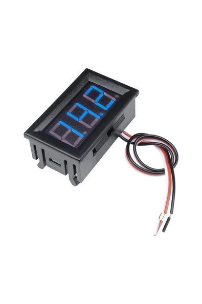 ROBİZ 3 Telli 0.56 Inch Dc 4-30v Panel Tip Dijital Mavi Voltmetre - Resim 2