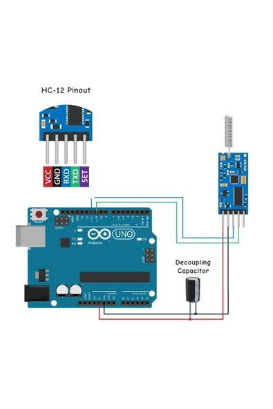 ROBİZ 433mhz 1000 Metre Hc-12 1000mt Rf Modül Kablosuz Haberleşme Alıcı Verici Seri Port Uzaktan Kontrol - Resim 8