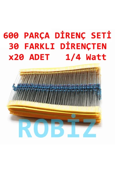 ROBİZ 600 Parça Direnç Seti - 0.25w 30 Farklı Dirençten 20şer Adet