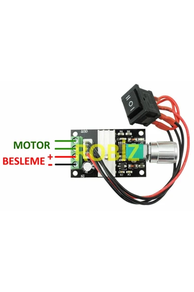 ROBİZ 6v -28v 3a Dc Motor Sürücü Hız Kontrol Devresi - Anahtarlı