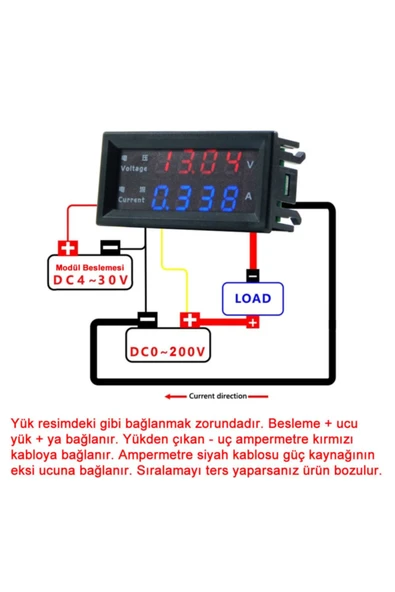 ROBİZ Panel Tip Dc 0-200v 10a Mv Voltmetre Ma Ampermetre M4430 - Resim 2