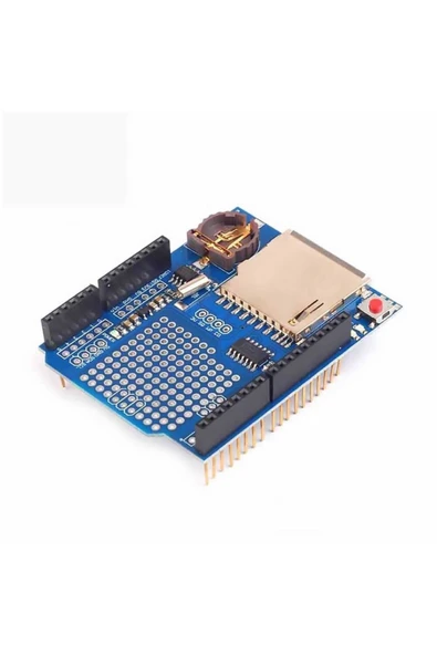 ROBİZ Arduino Sd Kart Rtc Saat Data Kayıt Logger Shield Ds1307 2x Led Prototip Pcb Alanı Reset Butonu - Resim 3