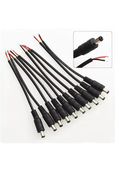 ROBİZ 5.5mm X 2.1mm 15cm Erkek Adaptör Kablosu 22awg 36v 3a Besleme - Resim 7