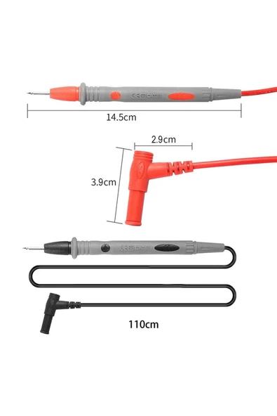 ROBİZ 1 Çift Multimetre Probu 1000v 20a Tüm Multimetreler Ile Uyumlu Test Ölçüm Kalosu 1 Metre Voltmetre - 5