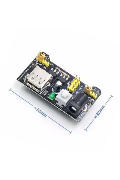 ROBİZ Breadboard 3.3v 5v Güç Kaynağı Modülü Usb Besleme 2 Çıkışlı Elektronik Prototip Devre Deney Test - Resim 2