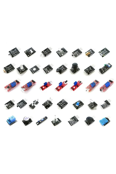 ROBİZ Arduino 37 Parça Sensör Seti Sıcaklık Nem Işık Ses Renk Alev Nabız Manyetik Titreşim Lazer Ir Buton - Resim 7