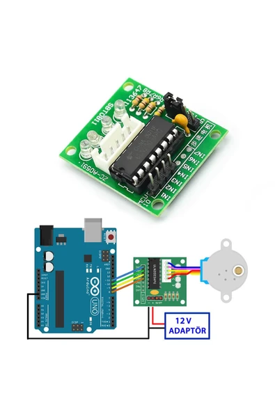 ROBİZ 12v 28byj48 Step Motor + Uln2003a Sürücü Kartı - Resim 14