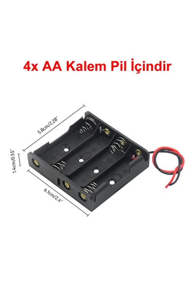 ROBİZ 4'lü Aa Kalem Pil Kutusu Yuvası 6v Kablolu Kalem Pil Tutucu