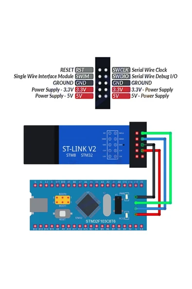 ROBİZ St-lınk V2 Mini -- Stlınk V2 Klon -- Metal Kutu -- Stm32 Arm Jtag Programlayıcı - St Link V2 - Resim 8