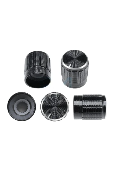 ROBİZ Alüminyum Pot Başlığı 6mm Tırtıklı Mil 6mm Siyah Metal Potansiyometre Rotary Enkoder Ses Voltaj - Resim 14