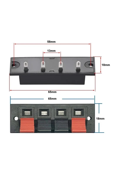 ROBİZ 4lü Hoparlör Terminal Soketi Panel Montaj Tip Yaylı Speaker Ses Kablo Bağlantı Birleştirme Konnektör - Resim 8