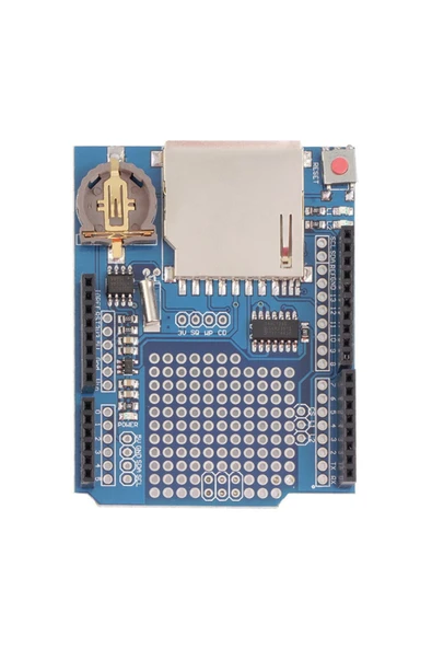 ROBİZ Arduino Sd Kart Rtc Saat Data Kayıt Logger Shield Ds1307 2x Led Prototip Pcb Alanı Reset Butonu - Resim 2