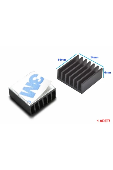ROBİZ 14x14x6mm Aluminyum Soğutucu Siyah M3 Yapıştırma Etiketli Raspberry Xbox Chipset Ekran Kartı Ram