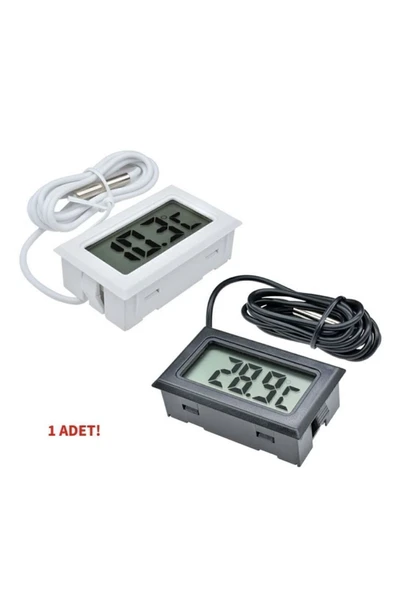 ROBİZ Sıcaklık Isı Termometresi Mini Dijital Isı Ölçer Ntc Sensör -50c 110c Buzdolabı Akvaryum Oda Depo - 6