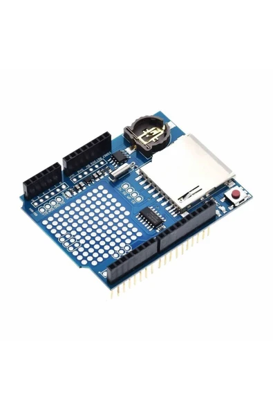 ROBİZ Arduino Sd Kart Rtc Saat Data Kayıt Logger Shield Ds1307 2x Led Prototip Pcb Alanı Reset Butonu - Resim 6