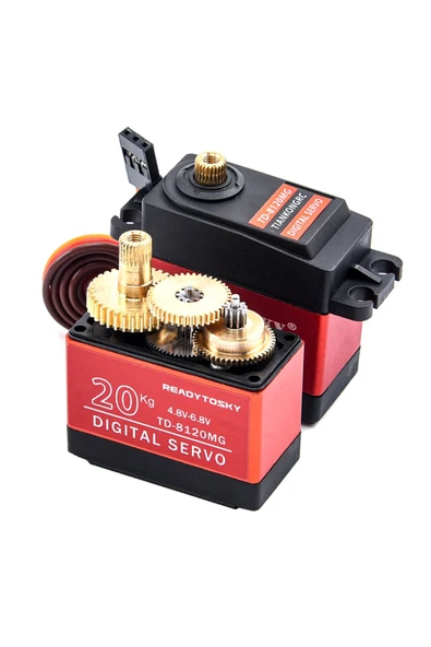 ROBİZ Td-8120mg 20kg 180 Derece Metal Dişli Servo Motor 20kg Yüksek Tork Su Geçirmez Çift Rulman - Resim 2