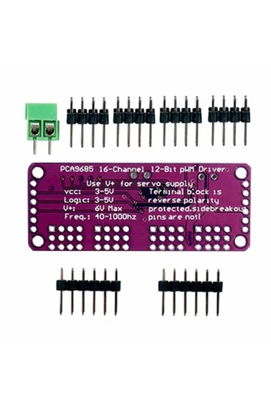 ROBİZ Pca9685 I2c 16 Kanal Programlanabilir 12 Bit Pwm Sinyal Oluşturucu Kartı Servo Motor Sürücü - Resim 7