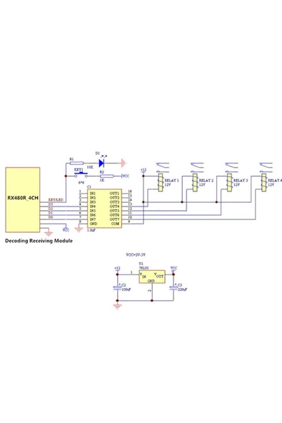 ROBİZ Rx480-e 4 Kanal 433mhz Rf Kumanda Alıcısı Öğrenebilen Kablosuz Ev1527 Uzaktan Kontrol Kapı Anahtar - Resim 15