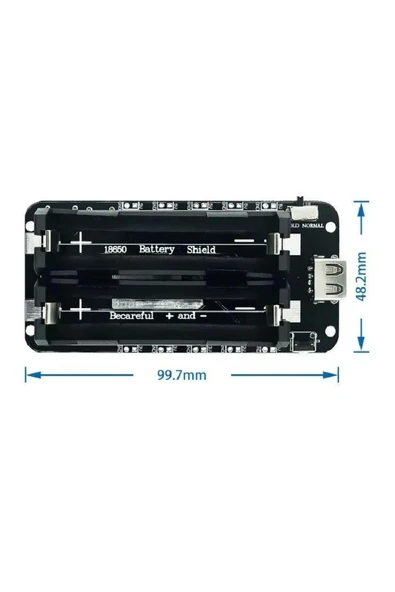 ROBİZ 2x 18650 Pil Şarj Kartı V8 Battery Shield Lityum Li-on Powerbank - 5