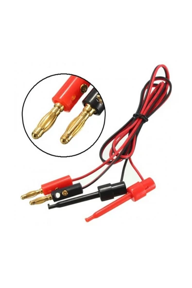 ROBİZ Multimetre Kanca Test Prob Çifti 1 Metre Banana Hook Klips - Resim 6