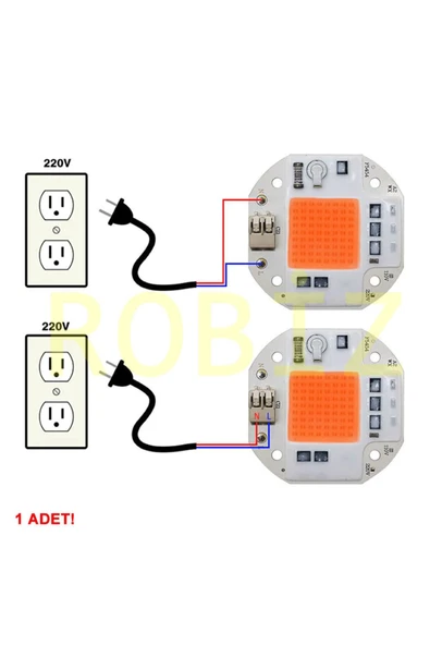 ROBİZ 220V 50W Bitki Büyütme Ledi Klemensli Tüm Işık Spektrumlu Fide