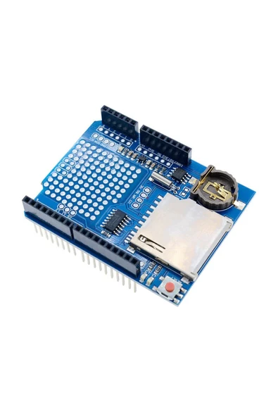 ROBİZ Arduino Sd Kart Rtc Saat Data Kayıt Logger Shield Ds1307 2x Led Prototip Pcb Alanı Reset Butonu - Resim 5