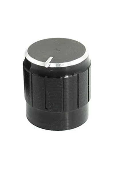 ROBİZ Alüminyum Pot Başlığı 6mm Tırtıklı Mil 6mm Siyah Metal Potansiyometre Rotary Enkoder Ses Voltaj