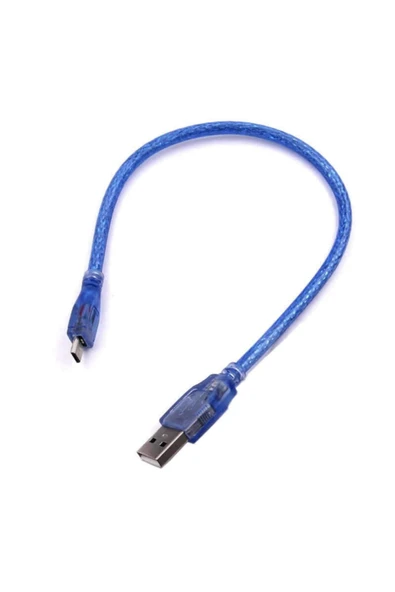 ROBİZ 30cm Micro Usb Kablo Mavi 480 Mbps Usb 2.0 Hot Swap