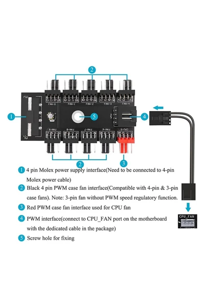 ROBA 10 Port Fan Çoğaltıcı Hub Kartı Ide Güç Giriş Soketi 12v 3 4 ... - Resim 6