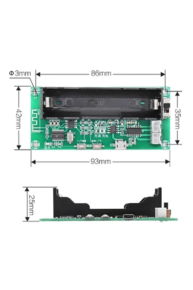 ROBİZ XH-A153 Bluetooth Mp3 Modül 18650 Lityum Pil Soketli  DC 5V  Pam8403 Stereo 3W+3W D Sınıf Amfi Ses - 8