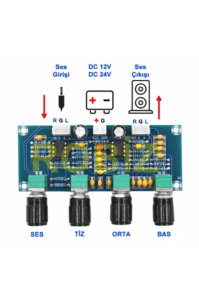ROBİZ Ne5532 Ton Kontrol Kartı Ses Tiz Orta Bas Ayar Dc 12 24v Gitar Enstrüman Ses Sinyal Teyp Cd Çalar