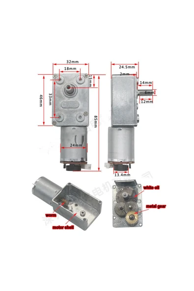 ROBİZ Jgy-370b Dc Motor 12v 30rpm Enkoderli Redüktörlü Hız Okuyucu - Resim 2