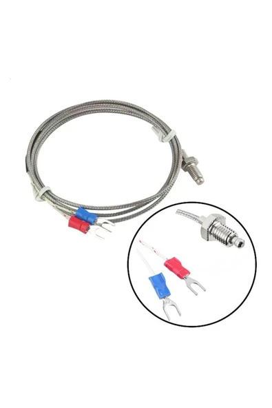 ROBİZ K Tip Thermocouple Sıcaklık Isı Sensörü 1 Metre 0c / 800c Paslanmaz Çelik M6 Dişli Prob K Tip - Resim 8
