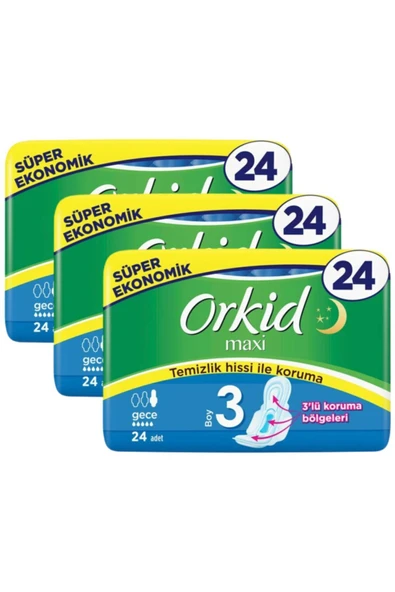 Orkid  Maxi 4'lü Gece 24 Adet X 3 Adet