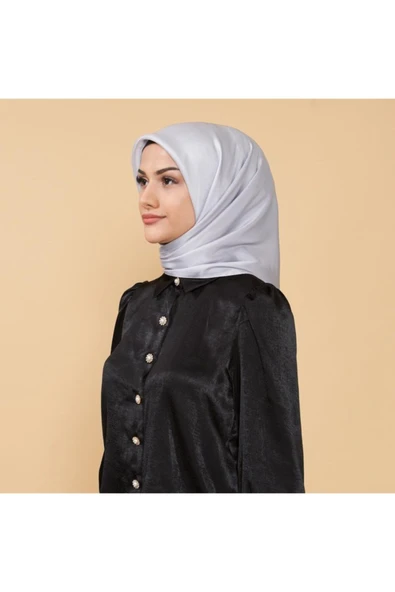 Sinem  Düz Kristal Db-100 05 Gümüş Gri Eşarp