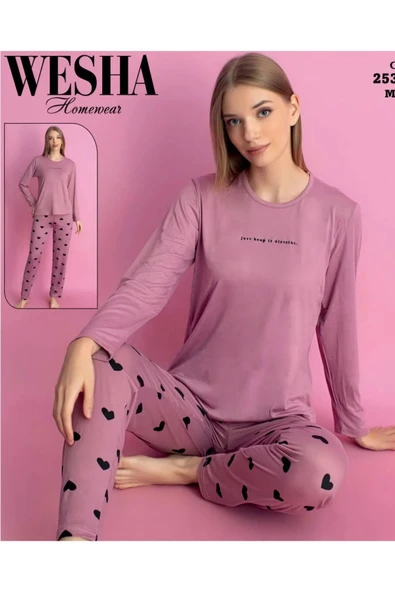 WESHA  Yumuşacık Nefes Alan Milan Kumaş Pijama Takımı( 1 beden büyük alınması önerilir)