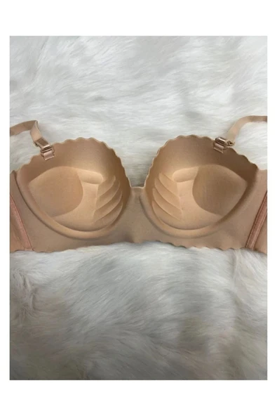 UMT Underwear  Extra Dolgulu El Destekli Lazer Kesim Göğüs Dekoltesi İpli Ayarlanabilen Double Push Up Sütyen-Ten