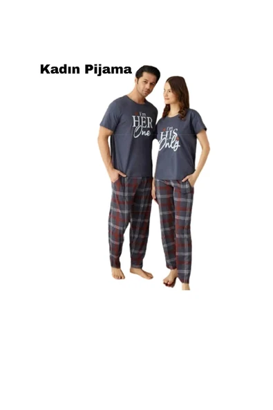 Pijamoni  Eşli Kısa Kol Pijama Takım(Kadın ve Erkek için ayrı ayrı satılmaktadır)