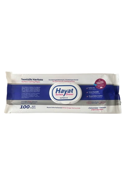 Hayat  Surface Cleaner Yüzey Temi̇zli̇k Havlusu 100 Adet Beyaz Si̇rke Ve Karbonat - 3
